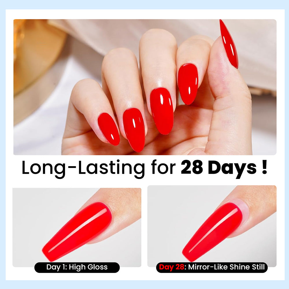 Long-lasting 28 days top coat day 1 high gloss day 28 mirror shine still chip-resistant fade-proof
