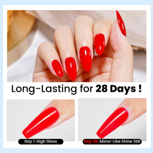 Long-lasting 28 days top coat day 1 high gloss day 28 mirror shine still chip-resistant fade-proof
