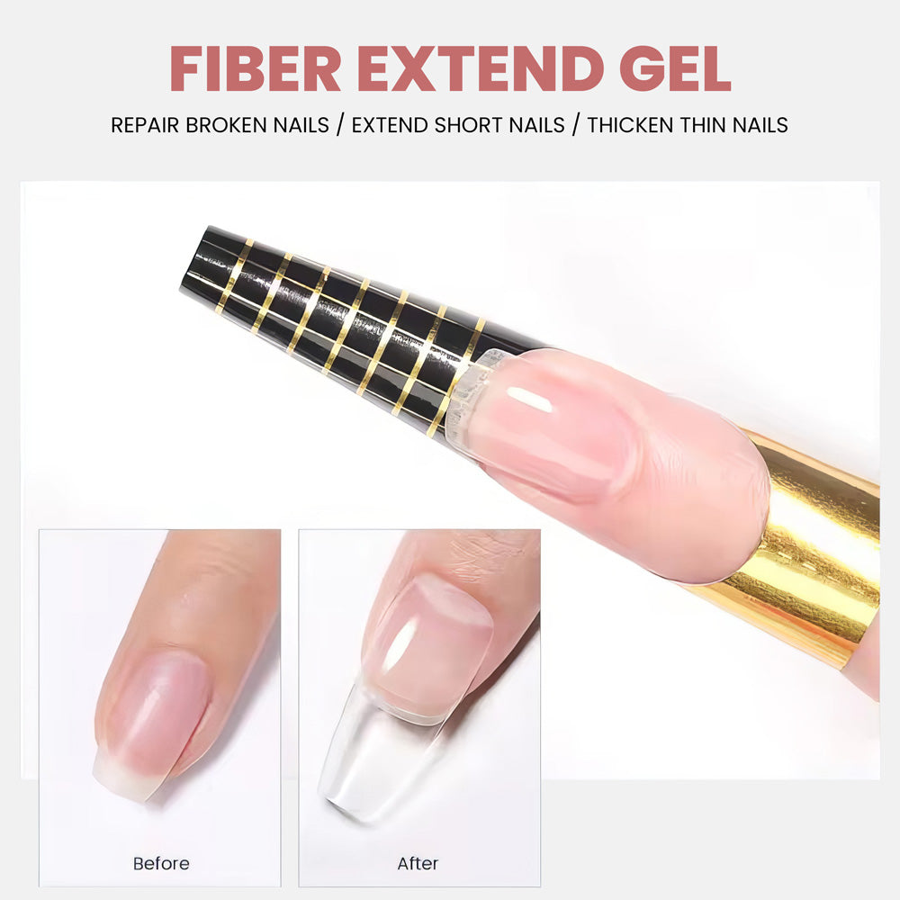 Fiber Extend Gel repair broken nails extend short nails thicken thin nails before after nail extension
