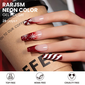 Crimson Heat Gradient gel polish Christmas nail art red burgundy shimmer festive holiday manicure snowflake design
