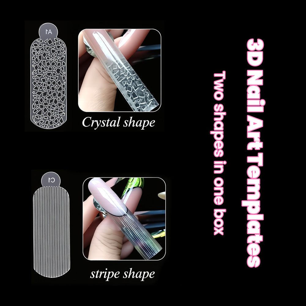 Crystal shape stripe shape 3D silicone nail mold demonstration geometric textured pattern vertical line design professional results
