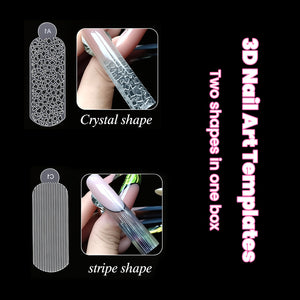 Crystal shape stripe shape 3D silicone nail mold demonstration geometric textured pattern vertical line design professional results
