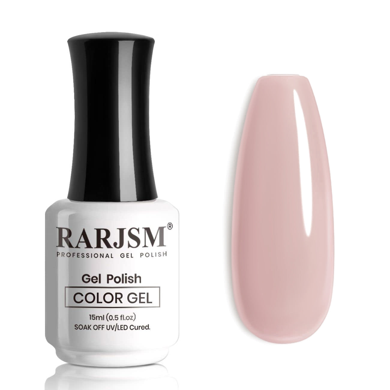 RARJSM Petal Veil R428 rose nude gel polish bottle 15ml with buildable coverage swatch TPO HEMA free suits all skin tones
