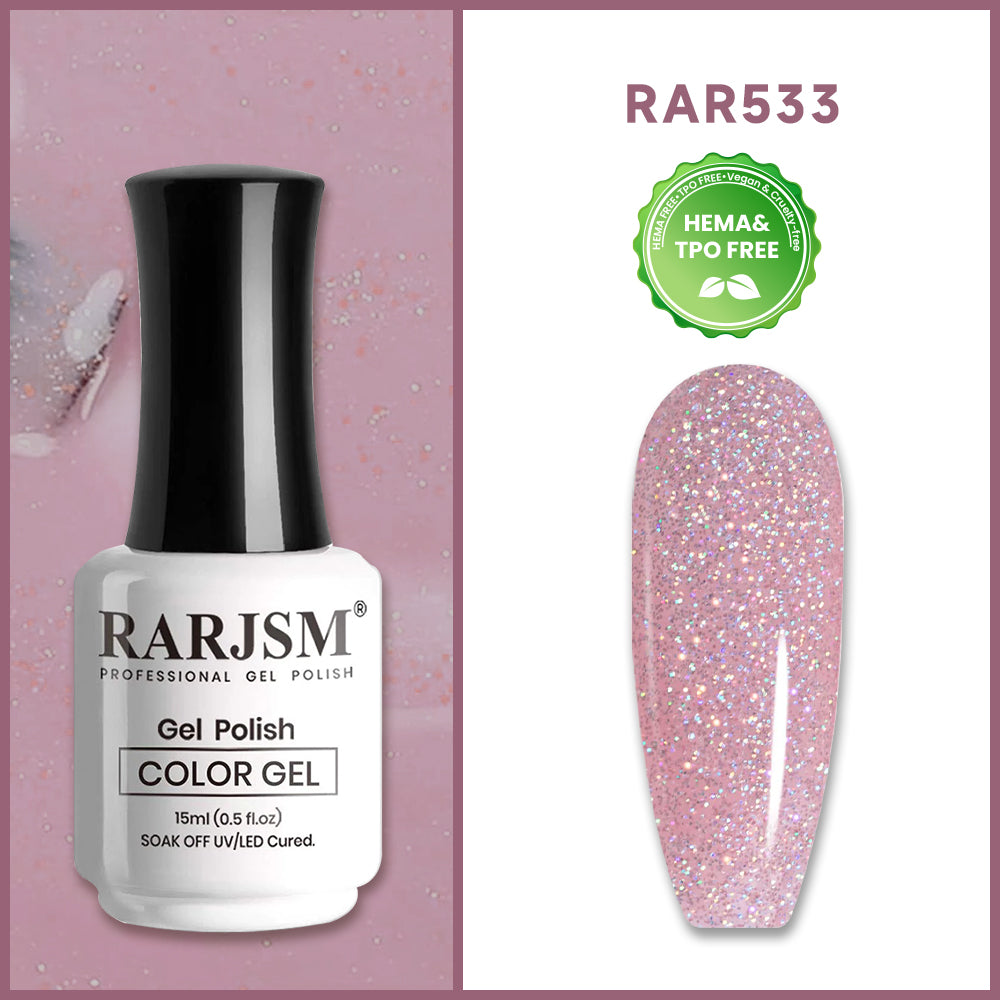 Purple Pink Rainbow Shimmer Gel Nail Polish 15ml #533