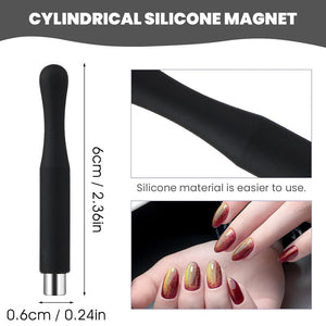 Cylindrical silicone cat eye magnet 6cm with dimensions - professional nail art tool
