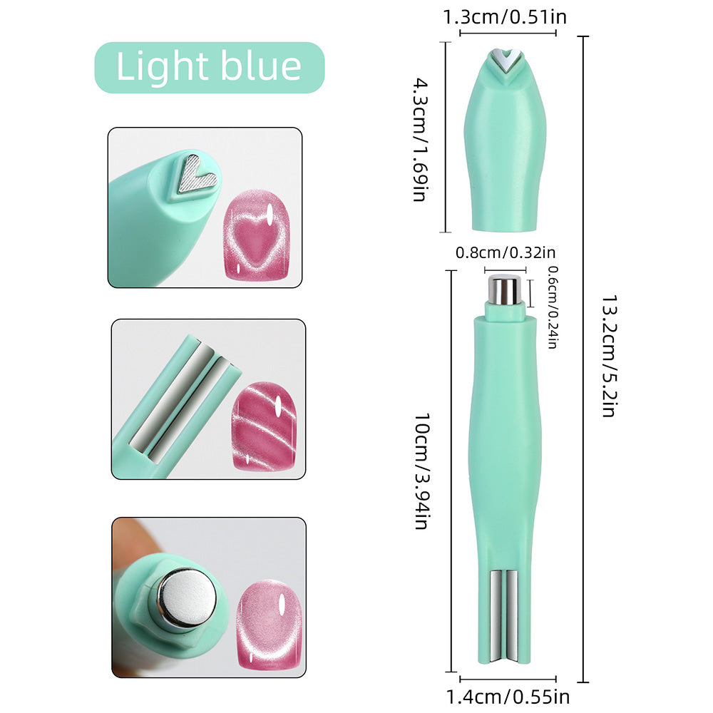3-in-1 heart cat eye magnet size 13.2cm 5.2in light blue compact portable professional nail art tool specifications
