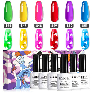 Love pop brights valentine neon jelly gel polish 6 bottles 846-851 with HEMA TPO free certification for romantic Valentine's Day nail art

