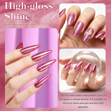 Rose Gold Cushion Chrome Nail Powder | Mirror, Starry & 3D Effect