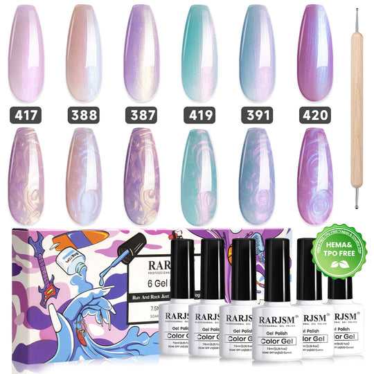 Vernis à ongles gel perlé série Mermaid Thread, ensemble de 6 couleurs, 7,5 ml