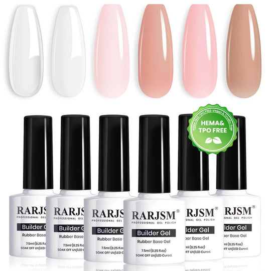 Flash Sale RARJSM 6 in 1 Builder Gel 6 Neutral Colors Rubber Base Extension Gel Set 7.5ml - 40% OFF Limited Time Sale