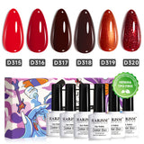 Set de Esmalte en Gel para Ojos de Gato con Degradado en Calor Carmesí - 6 Colores Brillantes Rojo Burdeos 7.5ml