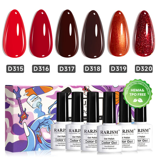Flash Sale Crimson Heat Gradient Cat Eye Gel Polish Set - 6 Red Burgundy Shimmer Colors 7.5ml- Limited Time 52% OFF