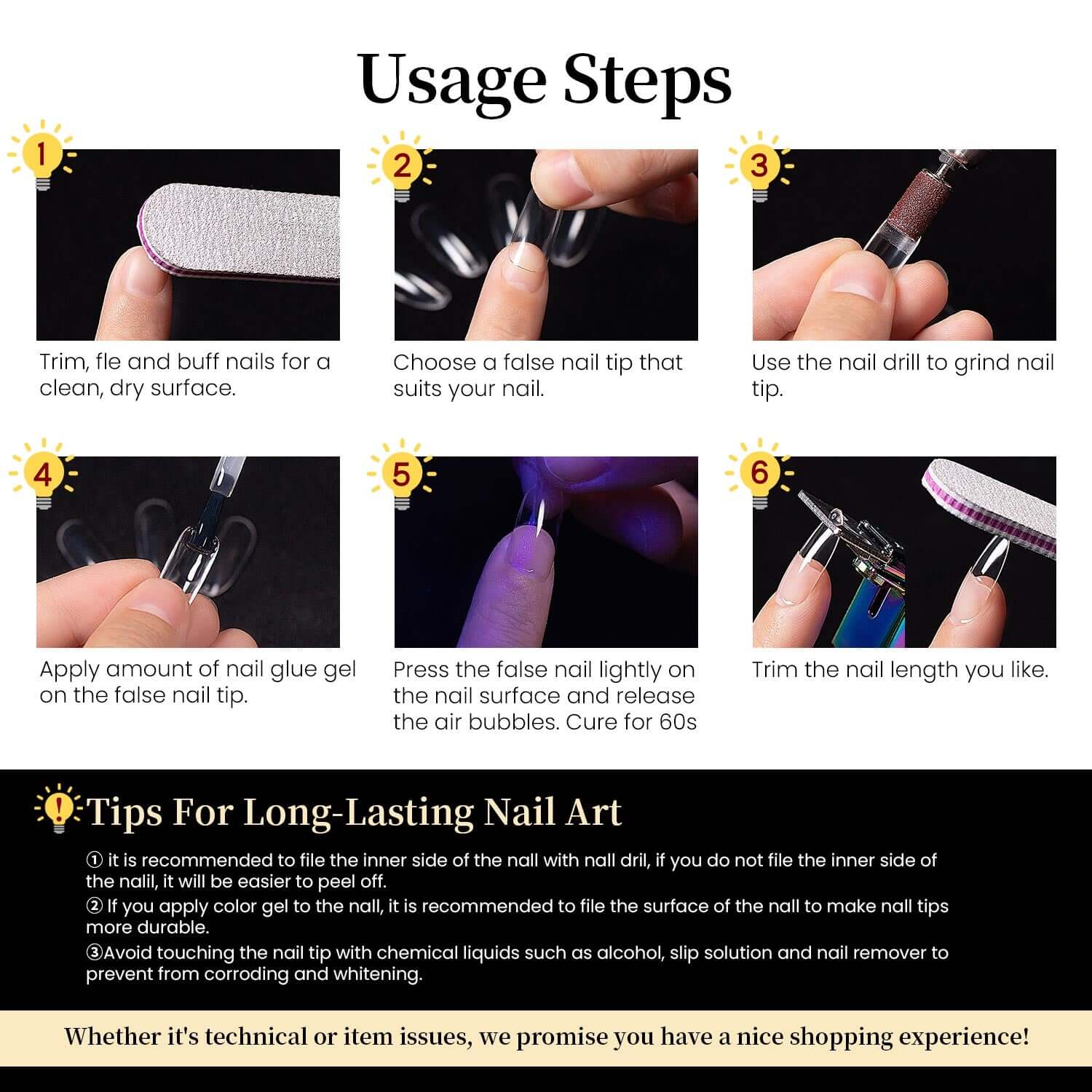 Rarjsm 120Pcs Transparent Full Cover Nail Tips