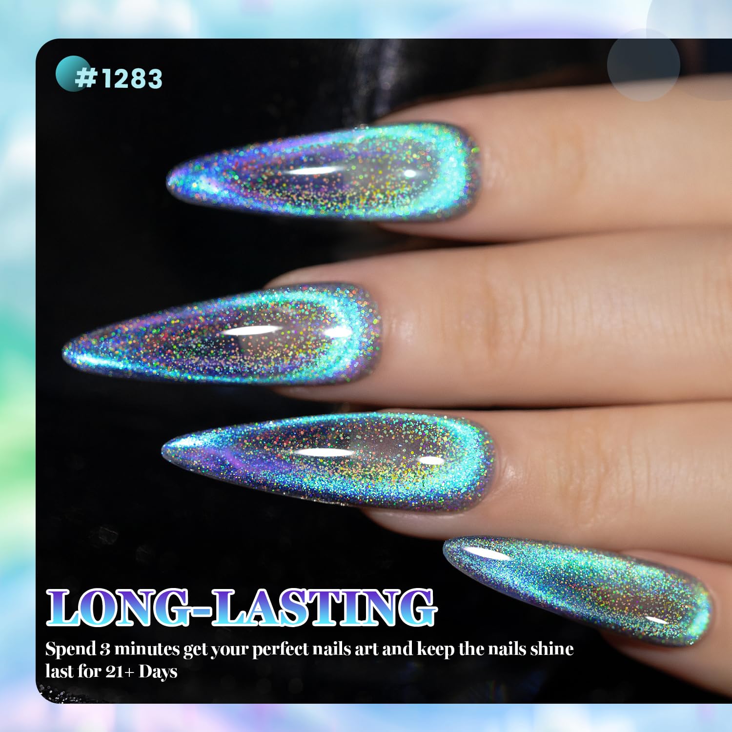 Blue Purple Holographic  Cat Eye Gel Nail Polish 15ml #1283