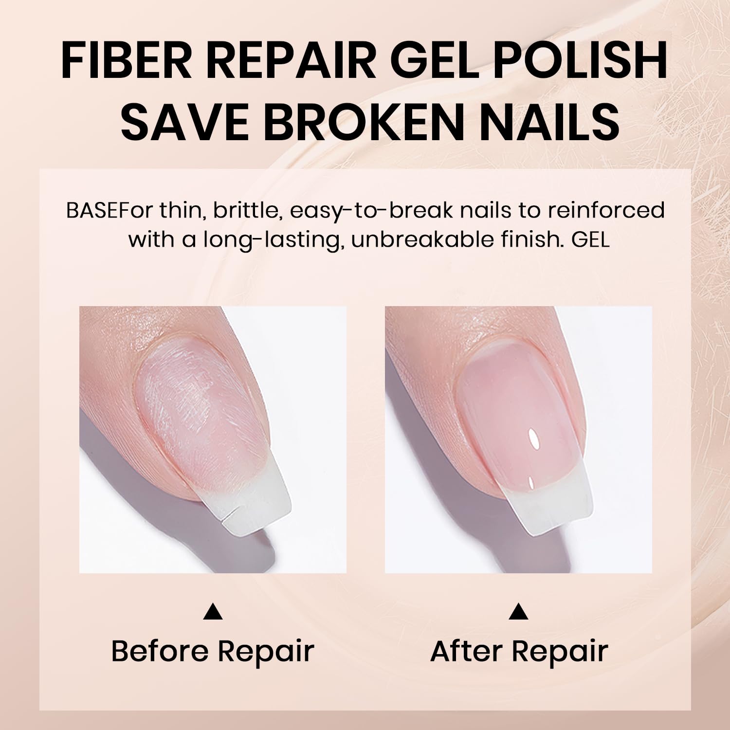 Fiber glass rubber base gel nail strengthener builder repair before after damaged nails reconstruction
