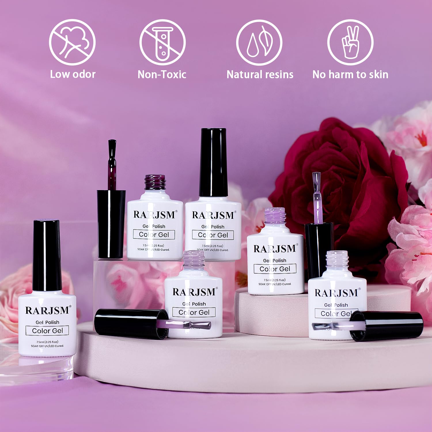 RARJSM rose garden jelly gel polish set with low odor, non-toxic, natural resins, no harm to skin features
