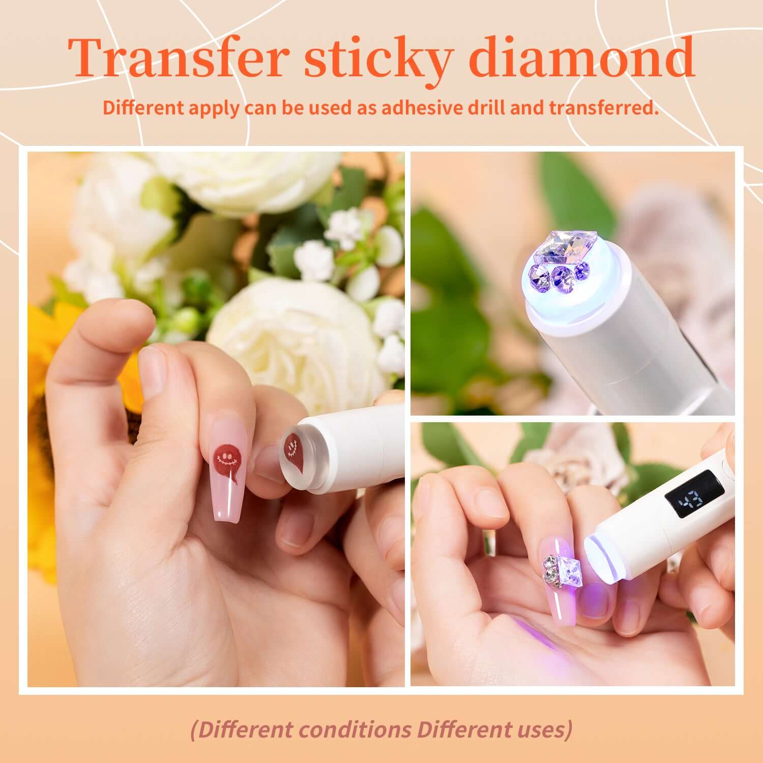 3-in-1 Multifunctional UV Lamp with Timer Silicone Tip