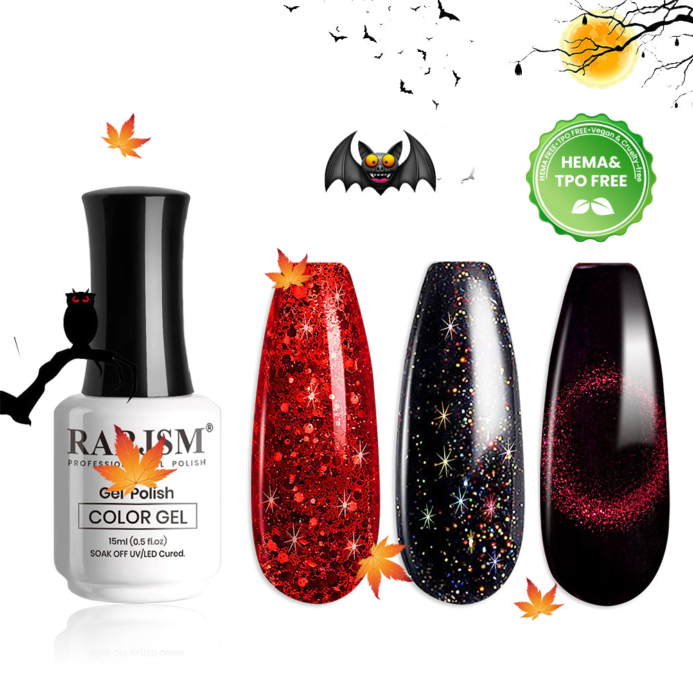 Sparkly Black & Red Gel Nail Polish | 15ml