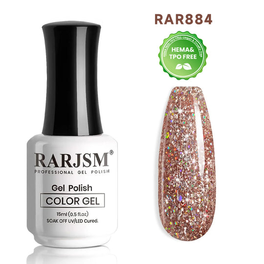 Starlight Bronze Glitzer-Gel-Nagellack, 15 ml, Nr. 884