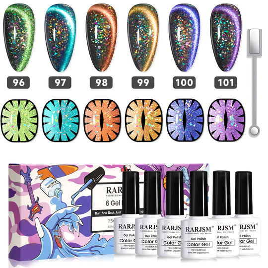 Peacock Vivid 9D vernis à ongles gel œil de chat 6 couleurs ensemble 7,5 ml