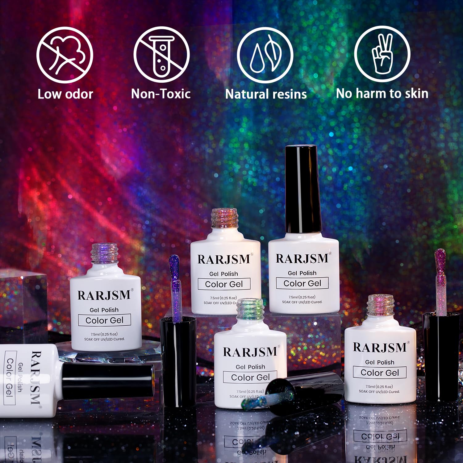 RARJSM gel polish low odor non-toxic natural resins no harm to skin HEMA TPO free safe ingredients
