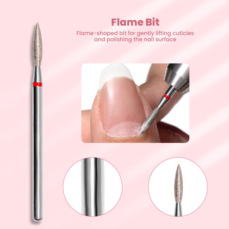 Flame Bit nail drill flame-shaped gently lifting cuticles polishing nail surface professional manicure tool
