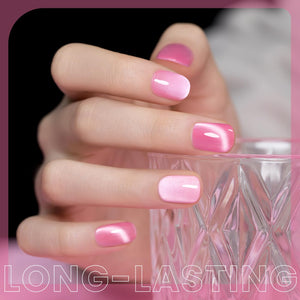 Long-lasting 21 days hot pink moonlight cat eye gel polish 1034 gradient effect three shades light to dark
