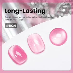 Long-lasting spend 3 minutes perfect nails art keep shine last 21 days hot pink moonlight cat eye gradient
