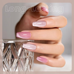 Long-lasting porcelain nude moonlight cat eye gel polish 21 days pearlescent shimmer bridal wedding elegant
