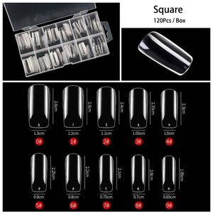 Rarjsm 120Pcs Transparent Full Cover Nail Tips
