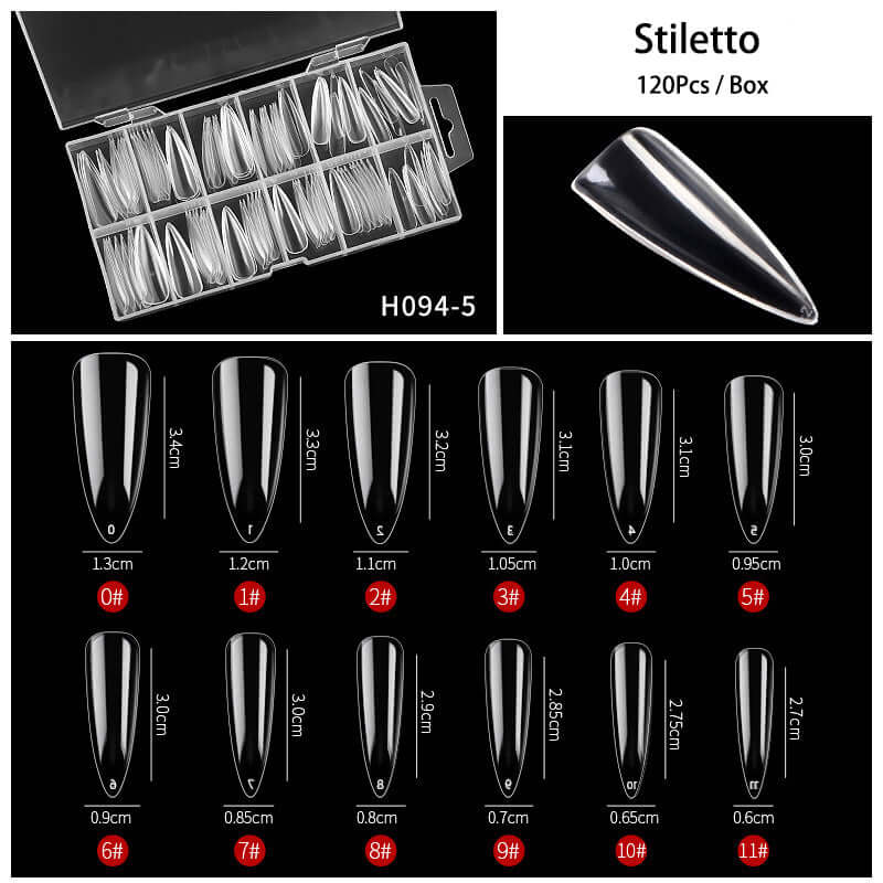 Rarjsm 120Pcs Transparent Full Cover Nail Tips
