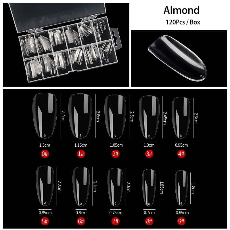 Rarjsm 120Pcs Transparent Full Cover Nail Tips