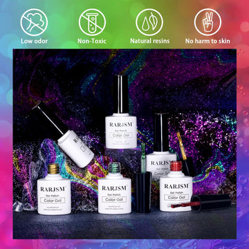 Multichrome Gradient Chameleon Gel Nail Polish 6 Autumn Colors Set 7.5ml