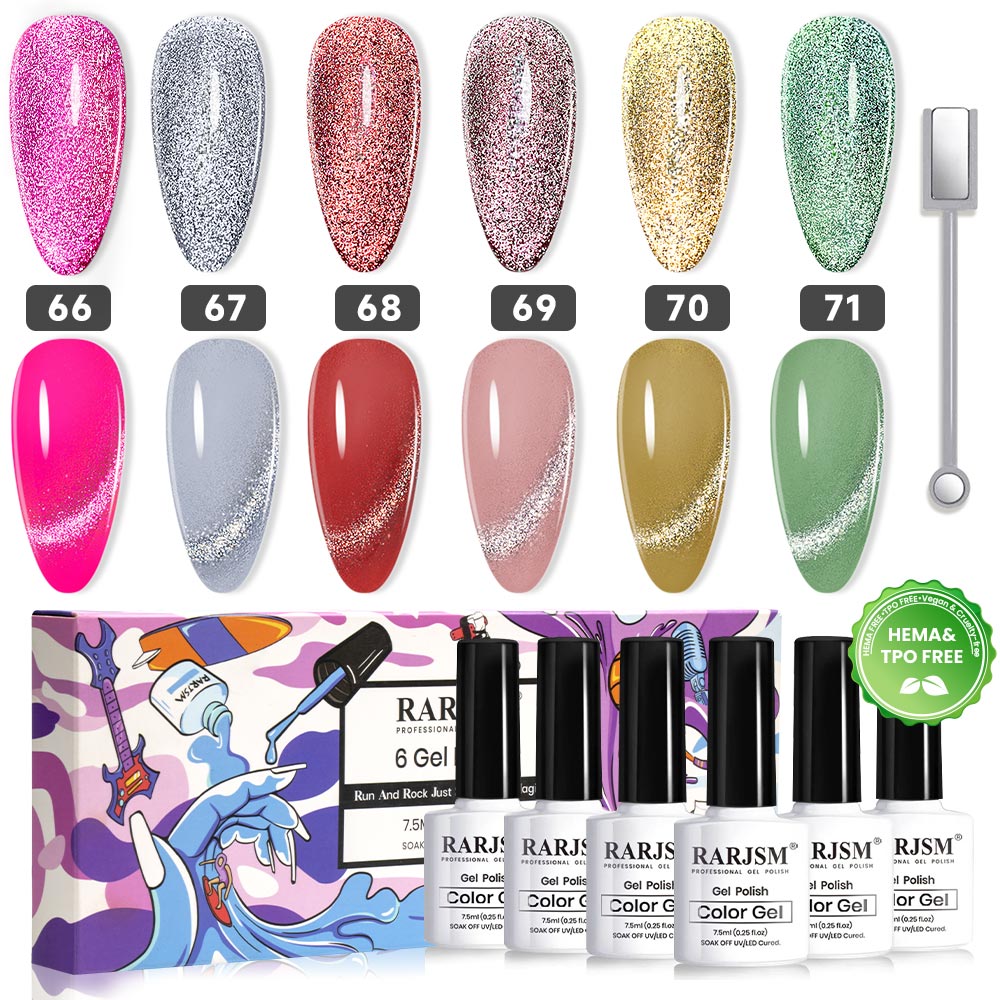 Flash Sale Shiny Platinum Cat Eye Gel Nail Polish Set 6pcs 7.5ml - 43% OFF Limited Time Sale