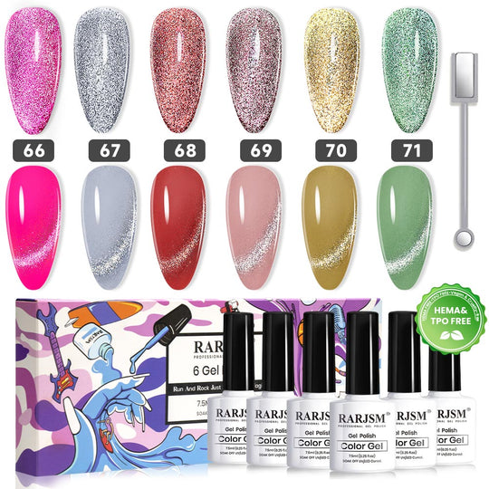 Flash Sale Shiny Platinum Cat Eye Gel Nail Polish Set 6pcs 7.5ml - 43% OFF Limited Time Sale