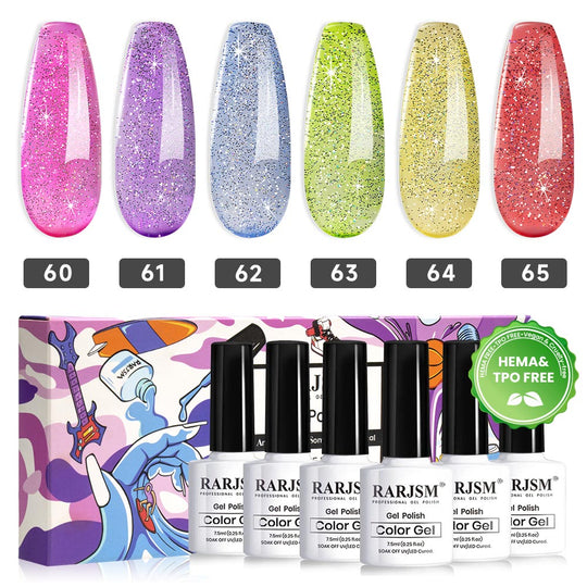 Set di smalti gel per unghie traslucidi iridescenti in 6 colori da 7,5 ml