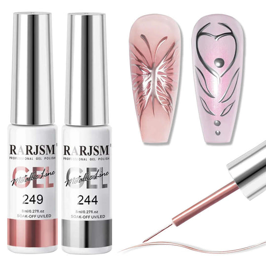 Duo de gel de liner métallique miroir chrome argent et or rose 8ml