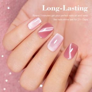 Long-Lasting rosy lavender moonlight cat eye gel polish 21 days high-gloss shine perfect nails art romantic elegant
