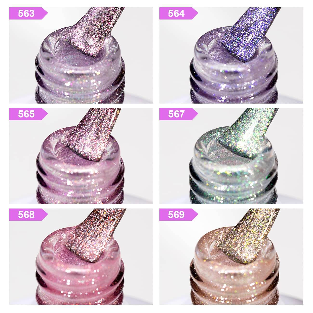 6 Colors Aurora Velvet Cat Eye Gel Polish Dreamy Shimmer Swatches