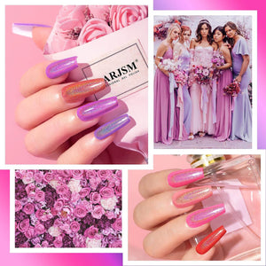 RARJSM ® Purple red pink 6 ColorsHolographic Nail Gel Polish Set
