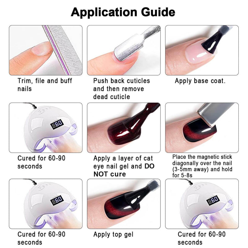 RARJSM ®Black Red Shiny Cat Eye Nail Gel Polish 15ml