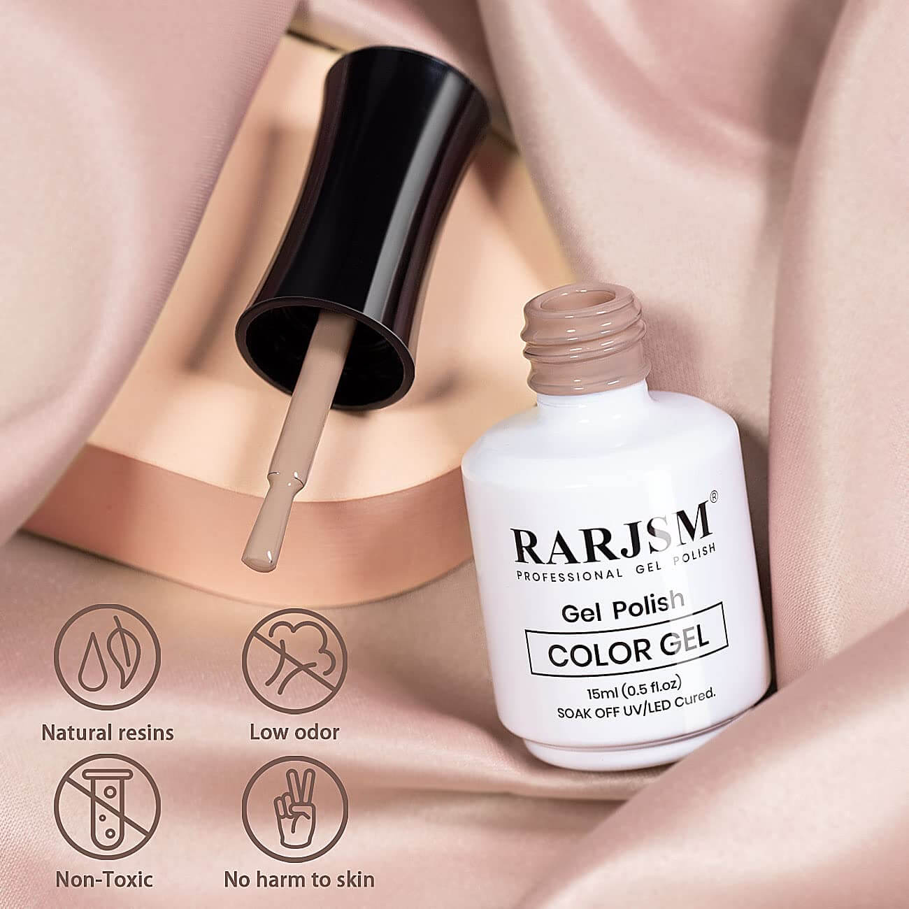 RARJSM Chocolate Brown RAR383 gel polish bottle 15ml with warm earthy creamy finish swatch TPO HEMA free
