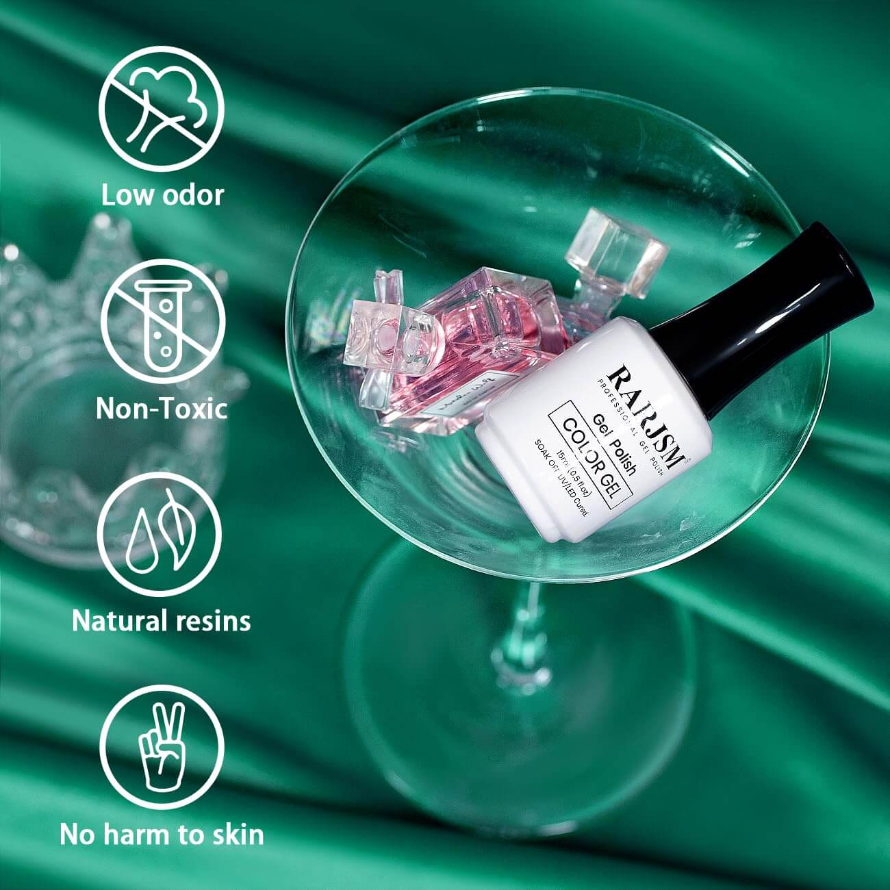 Christmas Green Cat Eye Nails Festive Sparkle Hand Model