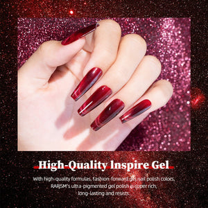 Christmas Red Cat Eye Nails Shiny Magic Starlight Effect