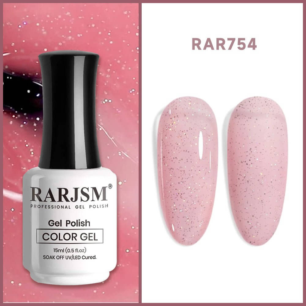 RARJSMClear Pink Sparkle Rainbow Shimmer Gel Nail Polish 15ml #754$9.99