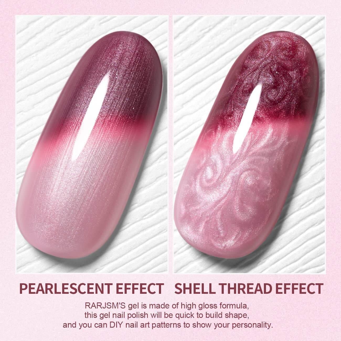 RARJSM ® Grape Violet Color Changing Thread pearl gel nail polish 15ml