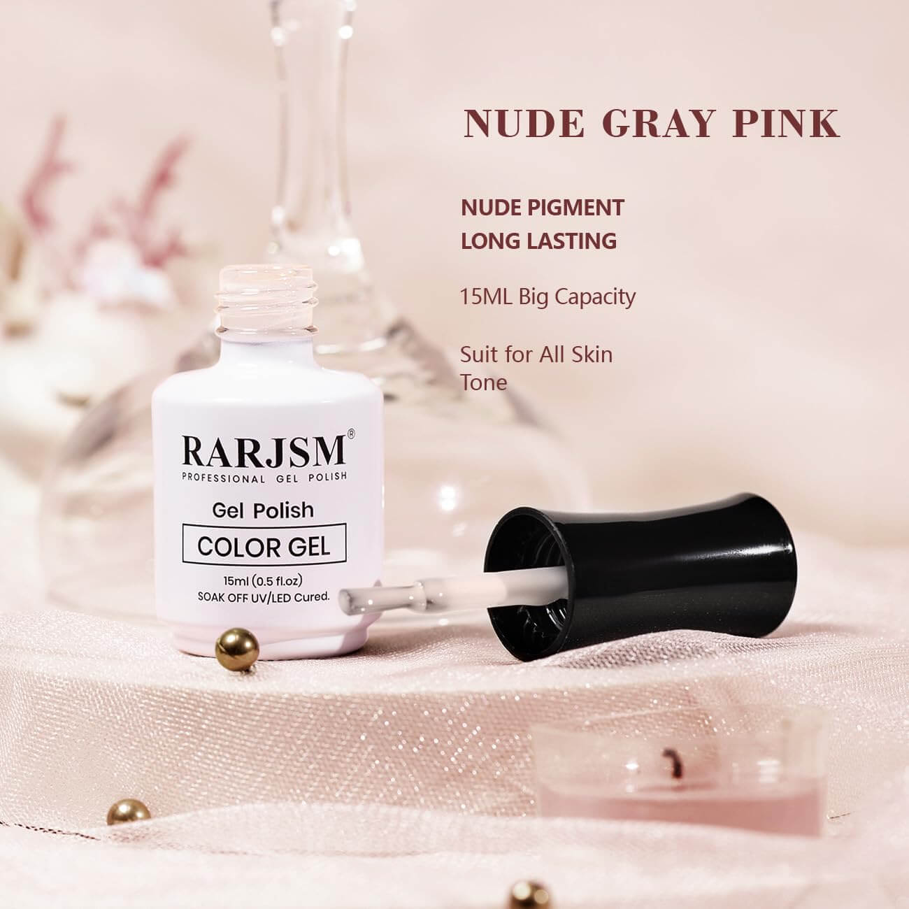 Rarjsm Gray Pink Classic nude Color Gel Nail Polish