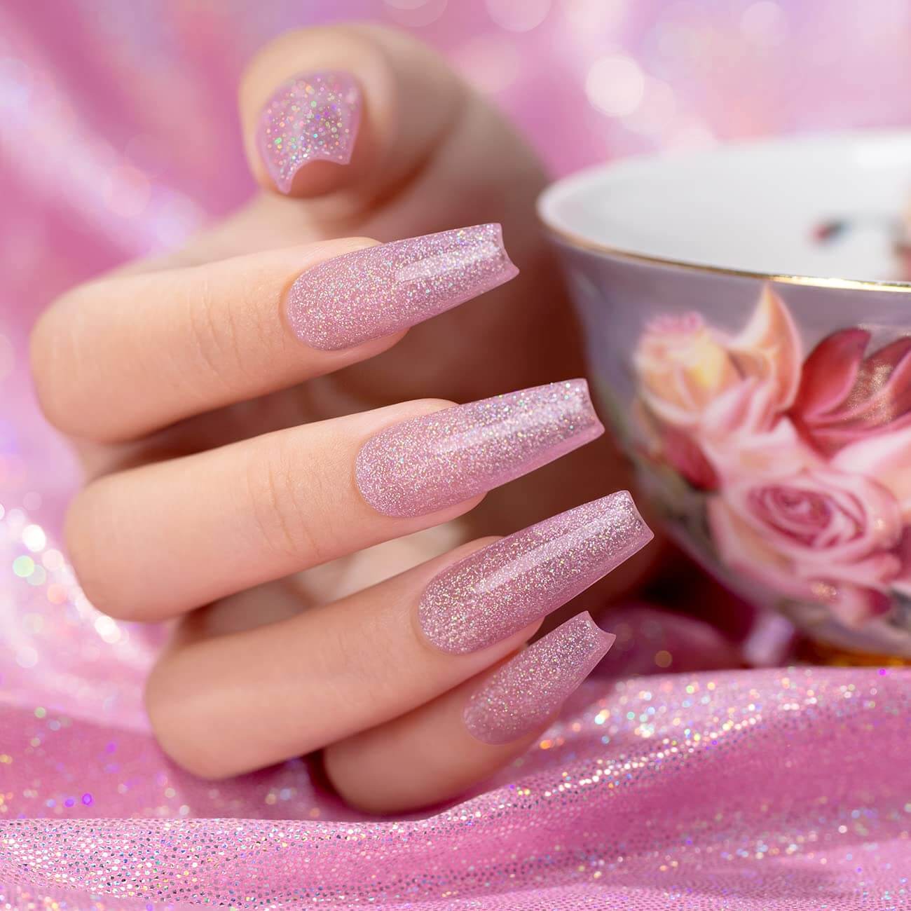 RARJSM ® Purple Pink Rainbow Shimmer Gel Nail Polish 15ml #533