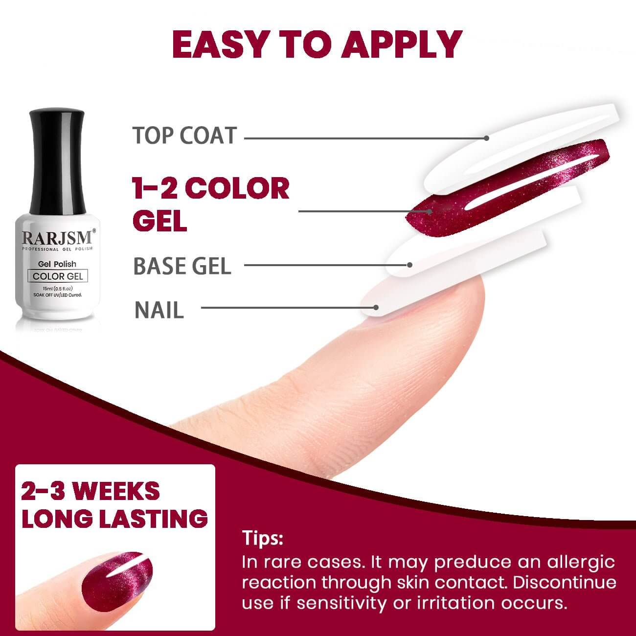 RARJSM ®Purple Red 9D Ice Jelly Cat Eye Gel Polish 15ml