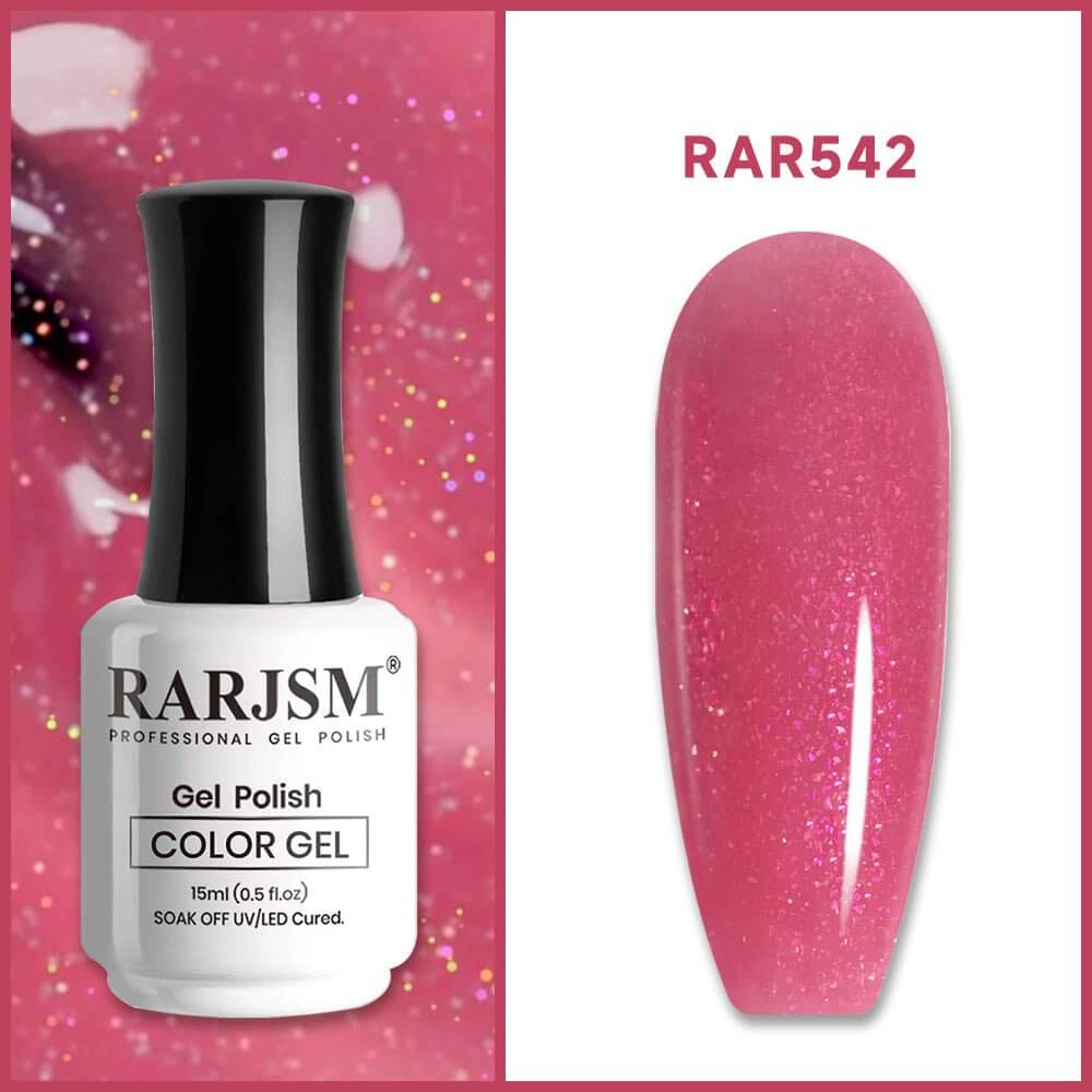 RARJSM ®Purple Red Rainbow Shimmer Gel Nail Polish 15ml #542